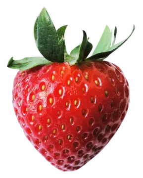 a close up of a strawberry on a white background