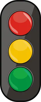 a traffic light with three different colored lights