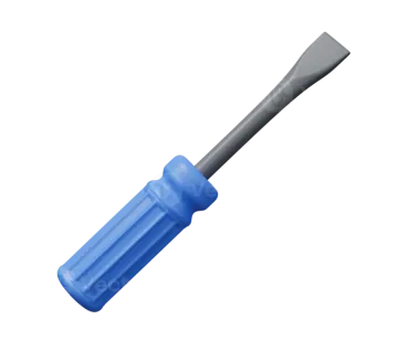 a blue plastic tip with a black tip