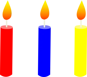 three candles with different colors