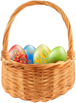 a basket filled with colorful easter eggs