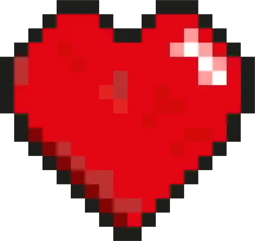 a pixeled red heart