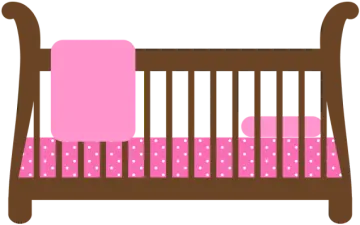 a baby cribt with pink and brown accents