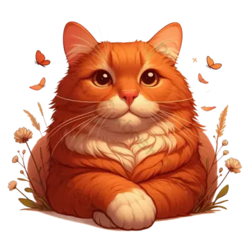 an orange cat sitting in a field of flowers