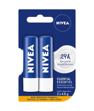 nivea essential lip bale 2x8ml