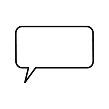 a black and white speech bubble icon