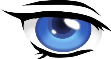 a drawing of a blue eye