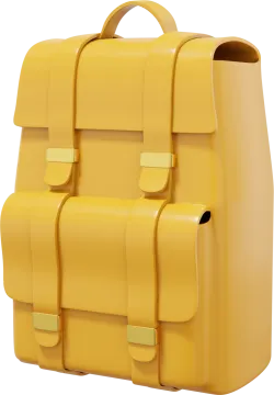 a yellow backpack on a white background