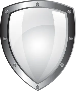 a metal shield on a white background
