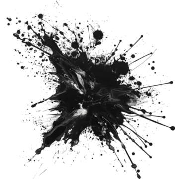 a black ink splash on a white background