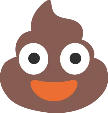a brown poo face with big eyes