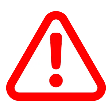 a red warning sign on a white background