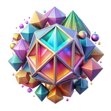 an image of a colorful diamond surrounded by bubbles