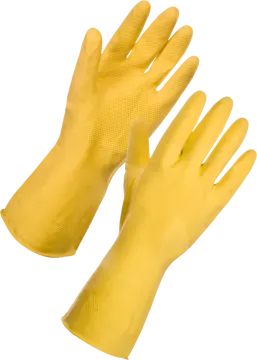 a pair of yellow gloves