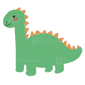 a green dinosaur with an orange tail
