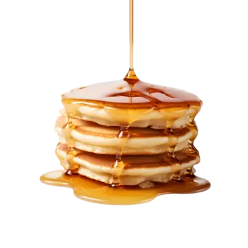 a stack of pancakes with syrup on top