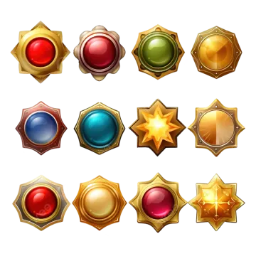 a set of different types of badges