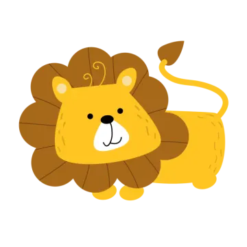 a cartoon lion laying down on the ground