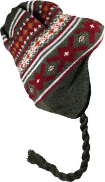 a knitted hat with a flower pattern on it