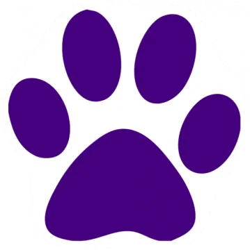 a purple paw on a white background