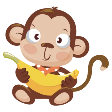 a monkey with a banana in its mouth
