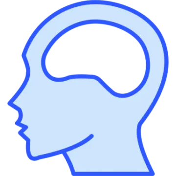 a silhouette of a head with a brain in the middle