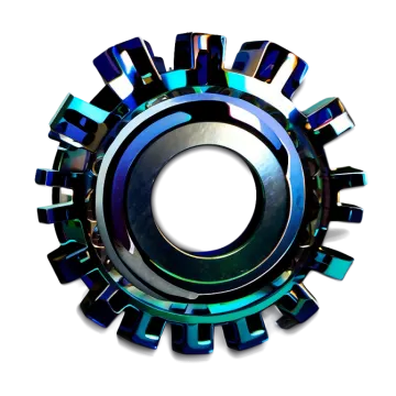 a blue and black circular object on a white background