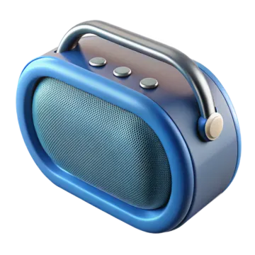 a blue portable speaker on a white background