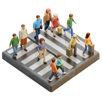 a group of people walking across a crosswalk