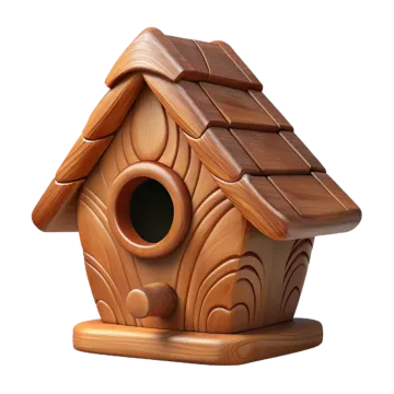a wooden birdhouse on a white background