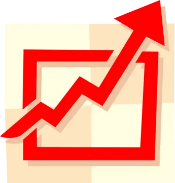 a chart with an arrow pointing upward