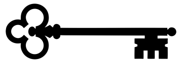 a black and white silhouette of a key