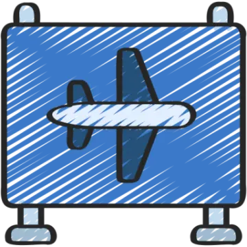 a blue suitcase with an airplane on it