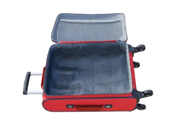 a red suitcase with wheels
