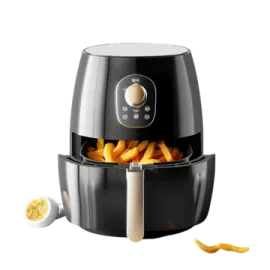 an image of a black and white air fryer