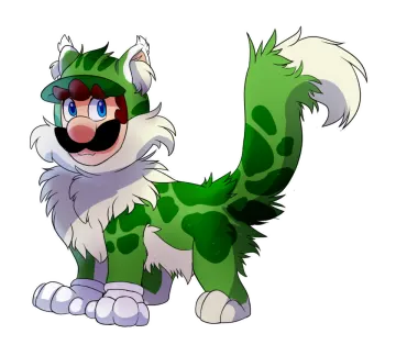 a drawing of a green and white cat
