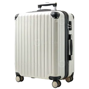 a white suitcase on wheels