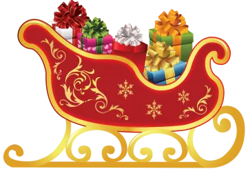 a red sler with presents in it