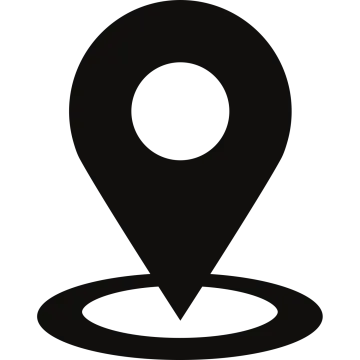 a black and white map pointer icon