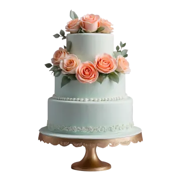 a three tiered cake with pink roses on top