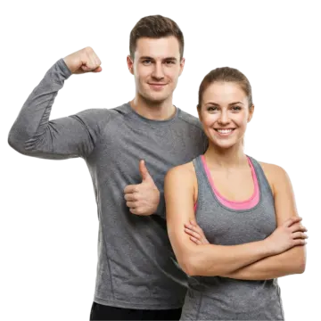 a man and woman posing for the camera