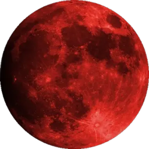 a red full moon with a white background