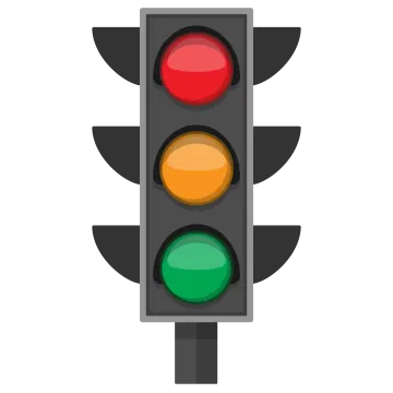 a traffic light with red, green and yellow lights