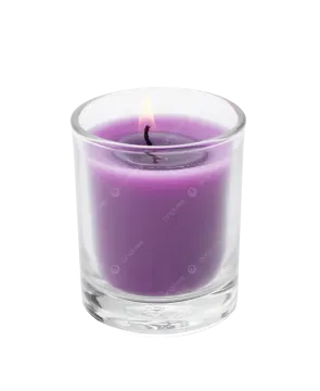 a purple candle on a white background
