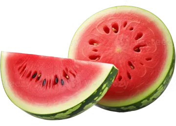 two slices of watermelon on a white background