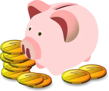 a piggy with gold coins