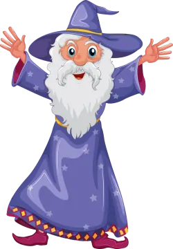 a wizard with his hands out