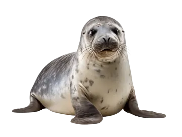 a grey seal on a white background