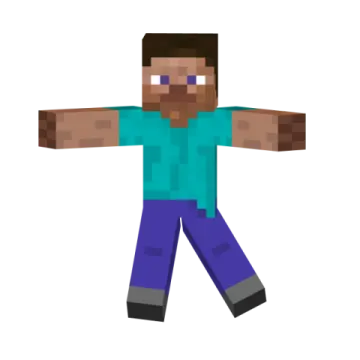 an image of a man in a blue shirt and purple pants