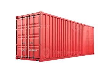 a red shipping container on a white background